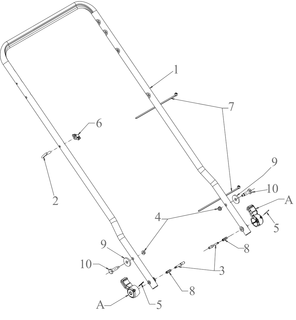 Handle Diagram and Parts List for SC900 (12ABR27B710)(2022) Cub Cadet Lawn Mower